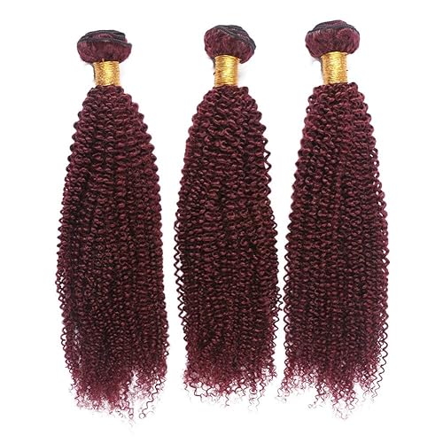 Miniatura 9 de Extensiones de cabello humano rizado 99J de color puro de 10 a 30 pulgadas, sin procesar, 99J, color rojo vino, 3 piezas para mujer (22, 22, 22, 22