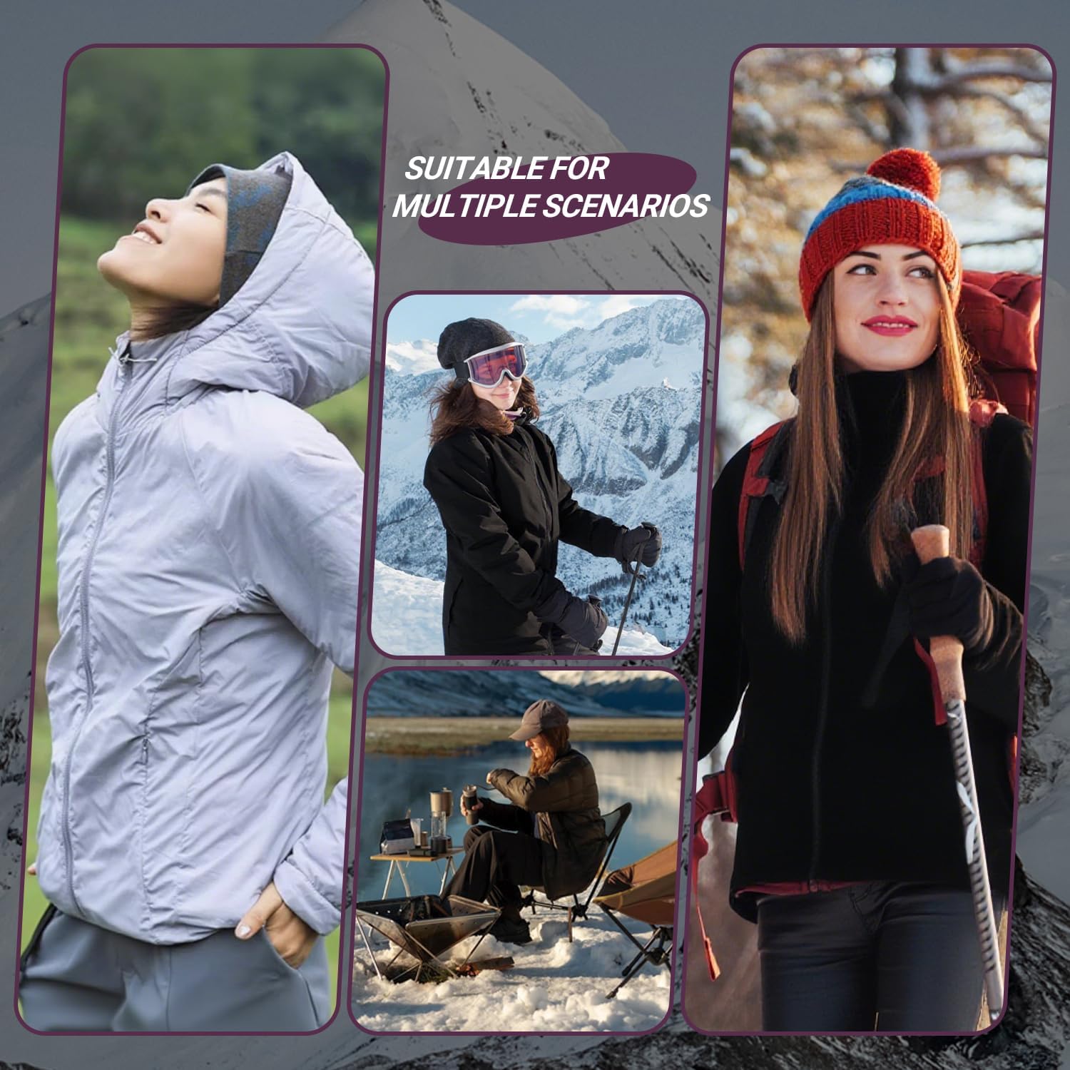 Women’s Lightweight Merino Wool Insulated Hooded Jacket – Warm Winter Coat, Zippered Pockets Jacket for Hiking Outdoors