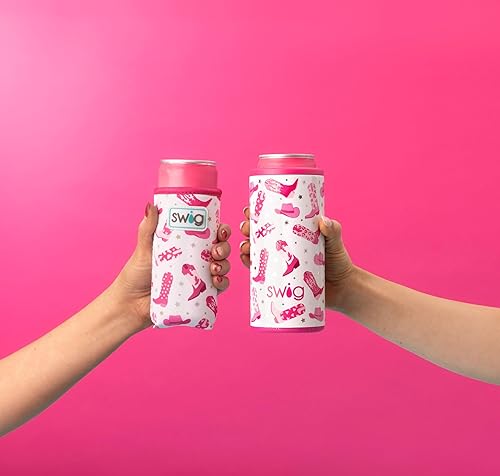 Miniatura 11 de Swig Life Skinny Can Coolie, soporte delgado de 12 onzas, enfriador de neopreno aislado con bolsillo, fundas para botellas de cerveza altas, All