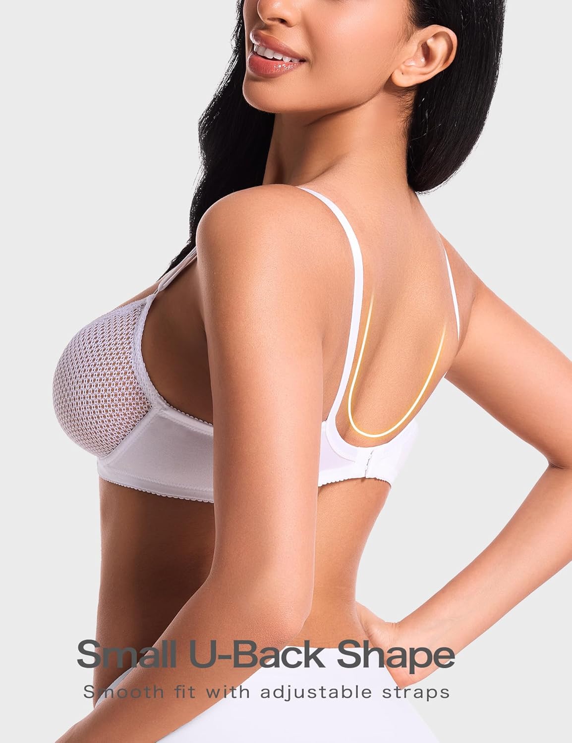 Deyllo Women's Sexy Lace Balconette Bra See Through Demi Unlined Bras Mesh Sheer Underwire