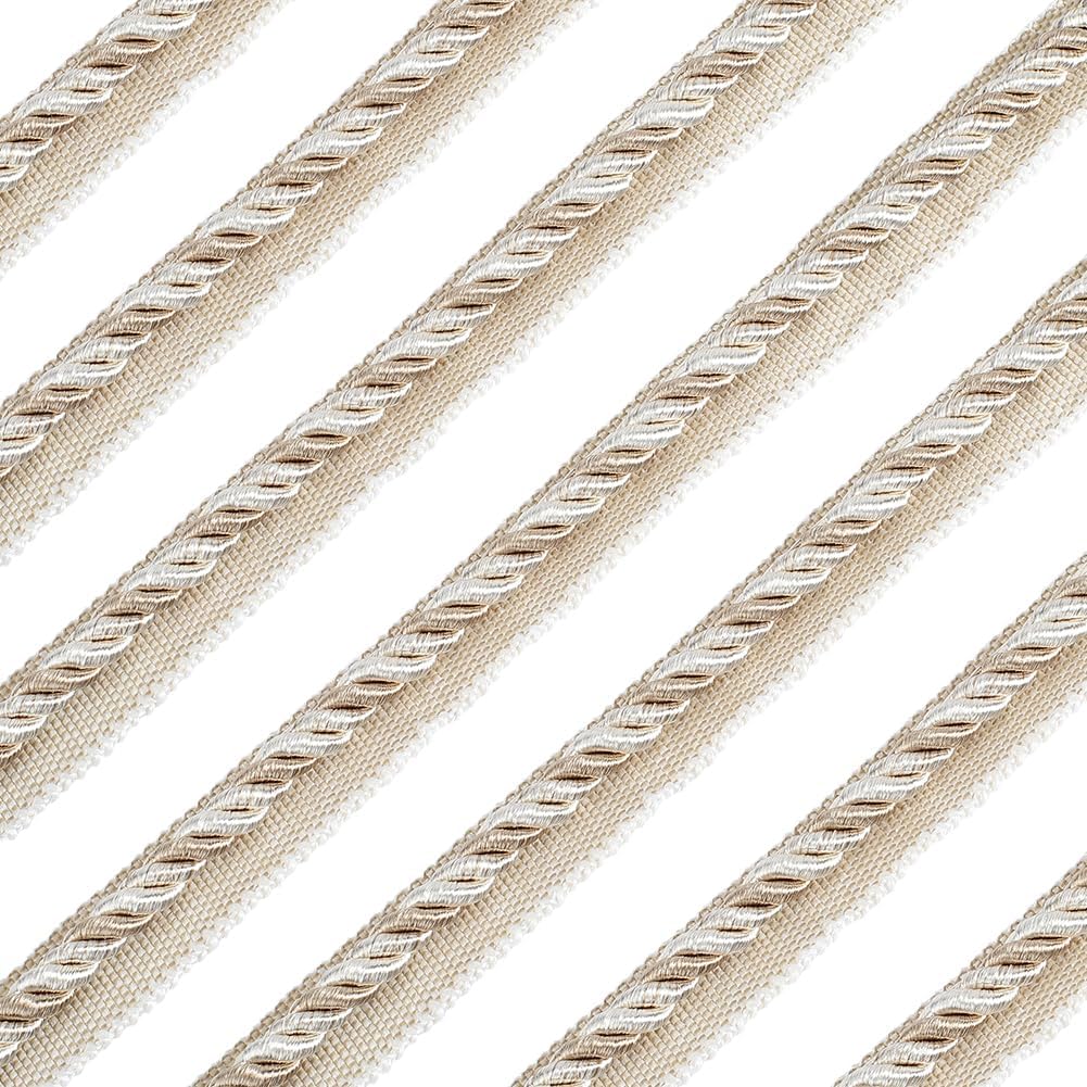 GORGECRAFT 13.67 Yards Twisted Cord Trim 0.63" Polyester Twist Lip Rope Decorative Braided Upholstery Cording Thread String Ribbon for Home Decor Curtain Tieback Drapery Edging Sewing Crafting
