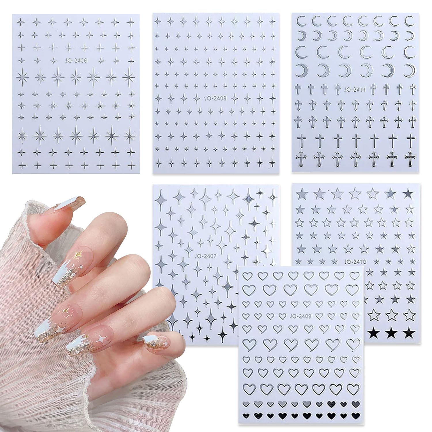 Amazon.co.jp: ネイルアートシール ネイルシール キラキラ 6枚 3D  