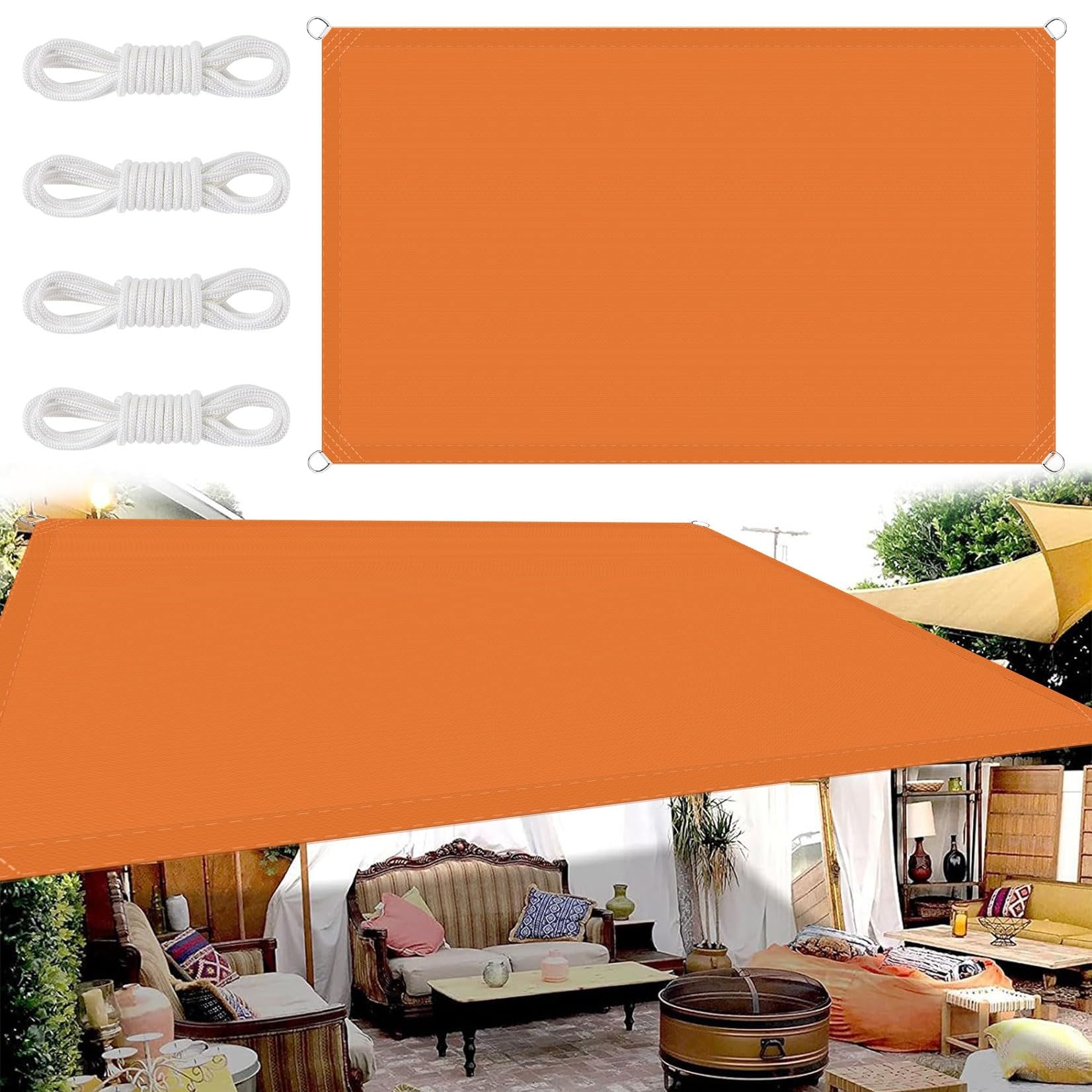 Voile d'ombrage 5x5.5 m pour un salon de jardin design et frais