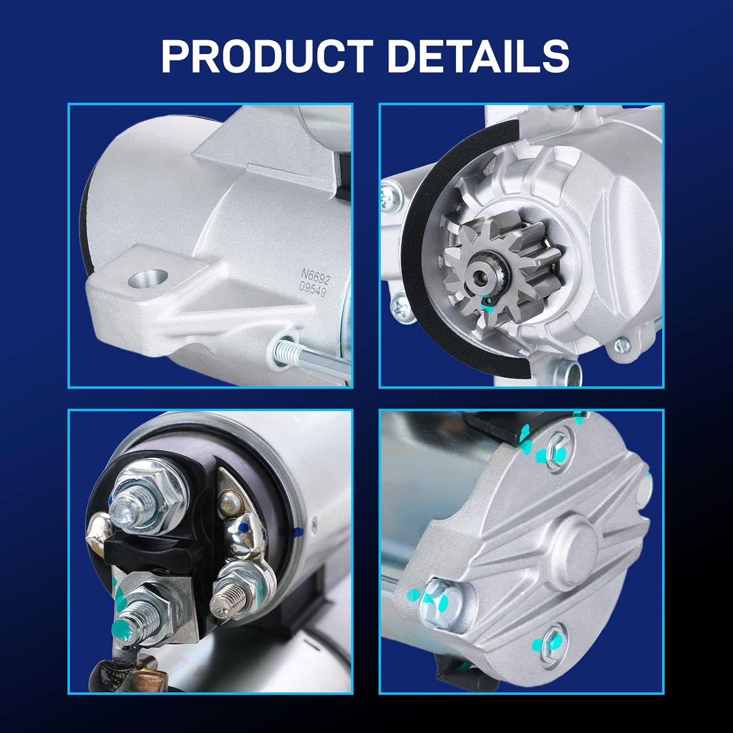 New Starter Compatible with Ford 11-19 Explorer, 07-18 Edge, 09-19 Flex, 08-19 Taurus, Lincoln 13-16 MKZ, 07-18 MKX, 09-16 MKS, 10-19 MKT, Mercury 08-09 Sable, 3.5L 3.7L, 12V 1.4KW 10T CCW, 6692N