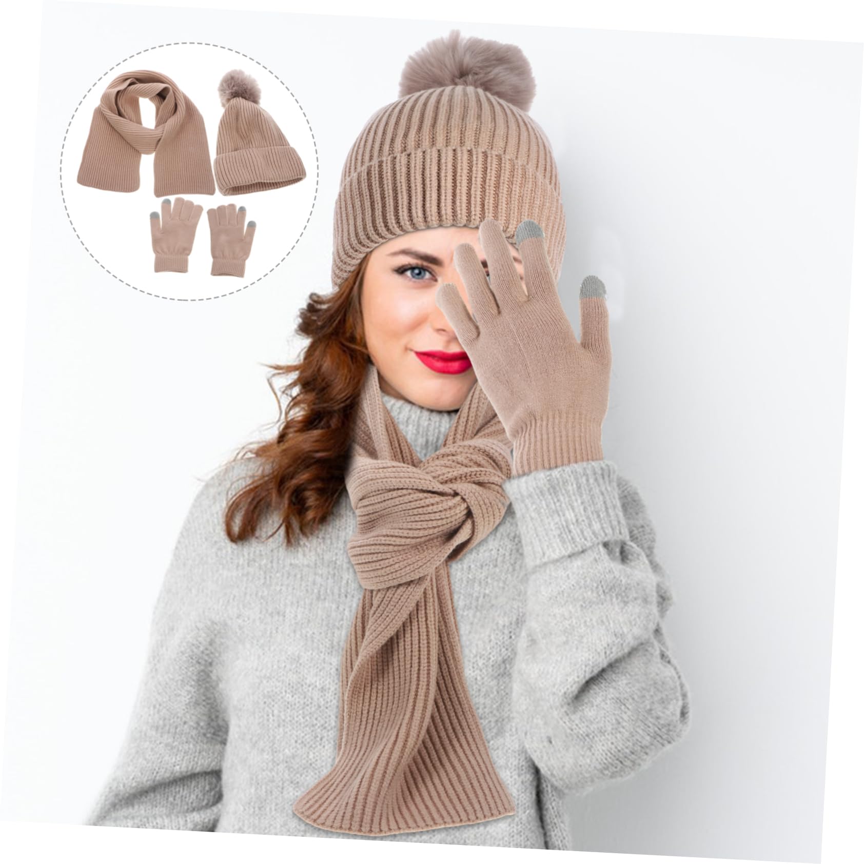 LIFKOME set sciarpa cappello guanti caldi per esterno sciarpa da donna guanti caldi per ragazze berretto krama sciarpa scarf guanti da arrampicata donna guanti caldi invernali filato
