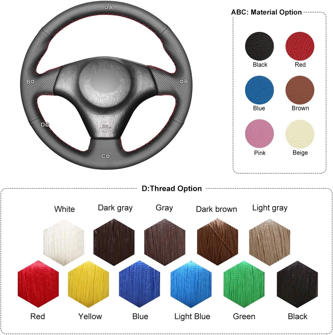MEWANT Car Steering Wheel Cover for RAV4 Celica Corolla (US) Matrix Customized Hand-Stitch Sewing Black Artificial Leather