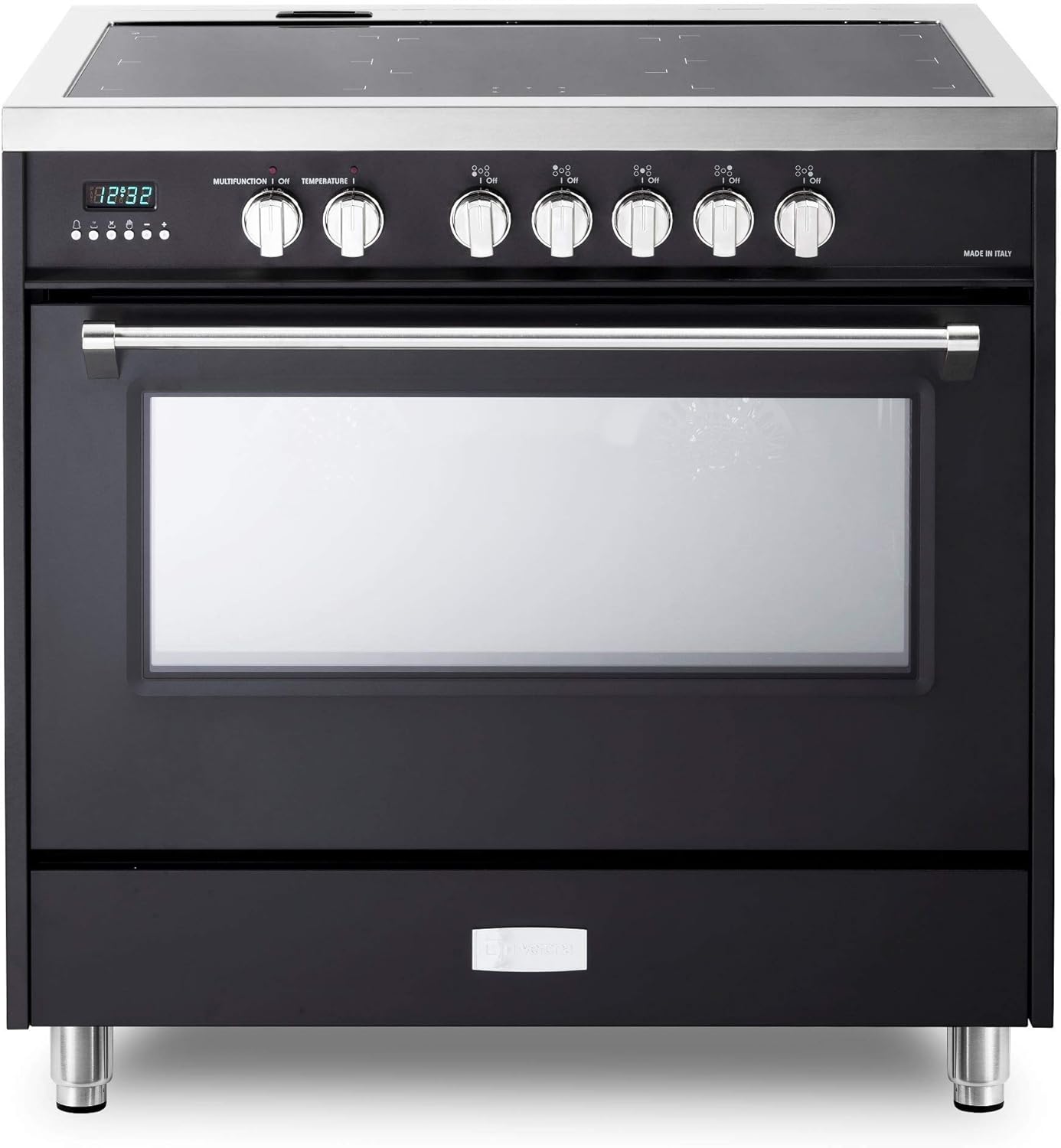 Verona Designer Series VDFSIE365E 36 Inch 5 cu.ft Induction Range Oven Freestanding, 5 Elements Smoothtop Cooktop, Convection Matte Black
