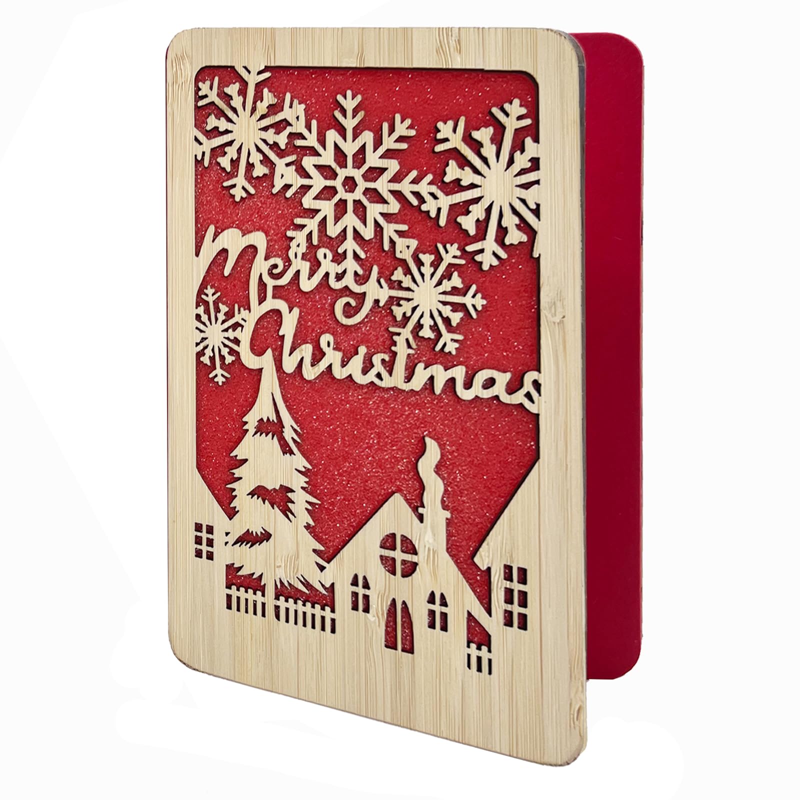 Della Stella Wooden Christmas Greeting Card,Handmade Decorative Wooden Card, Merry Christmas Card For Friends,Family