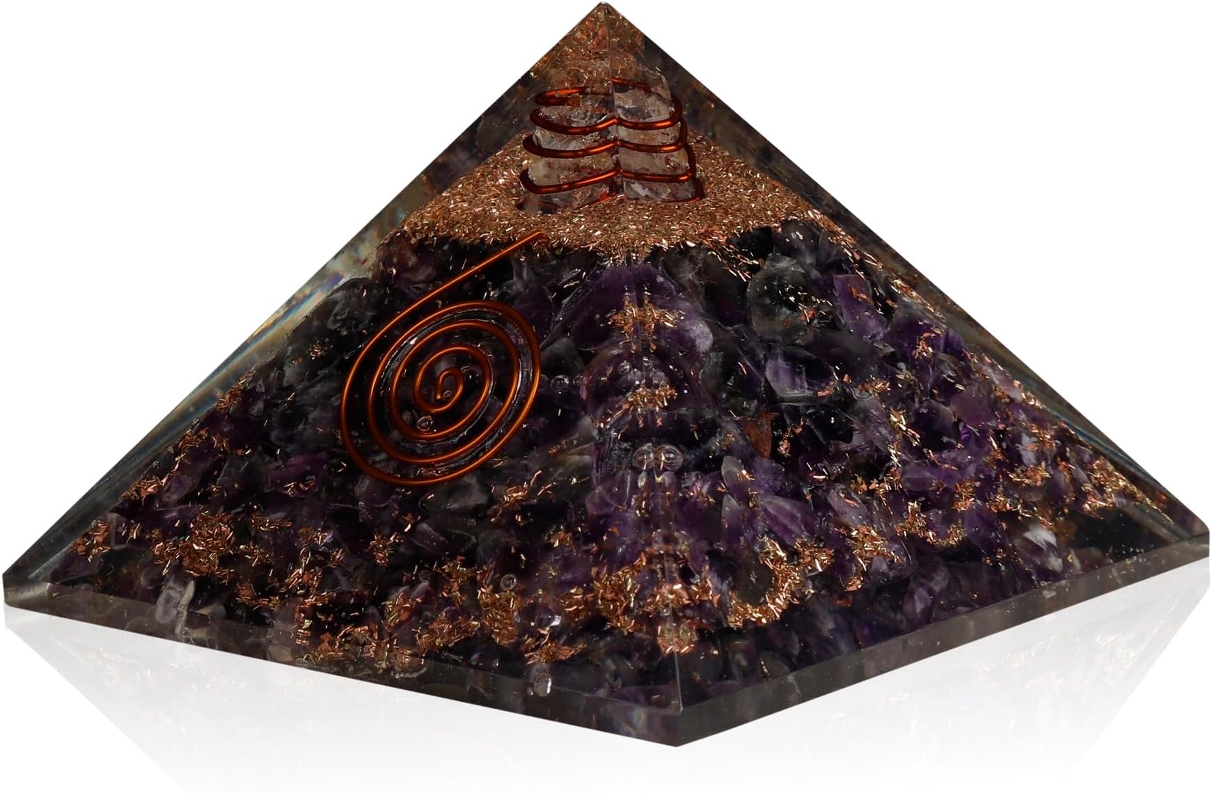 Orgone Pyramid-Amethyst Orgonite Pyramid-For Positive Energy & Protection- EMF Shielding-Home & Office Crystal Decor-Reiki Chakra -Meditation,Spritual Crystal Gift-X-Large-75 MM