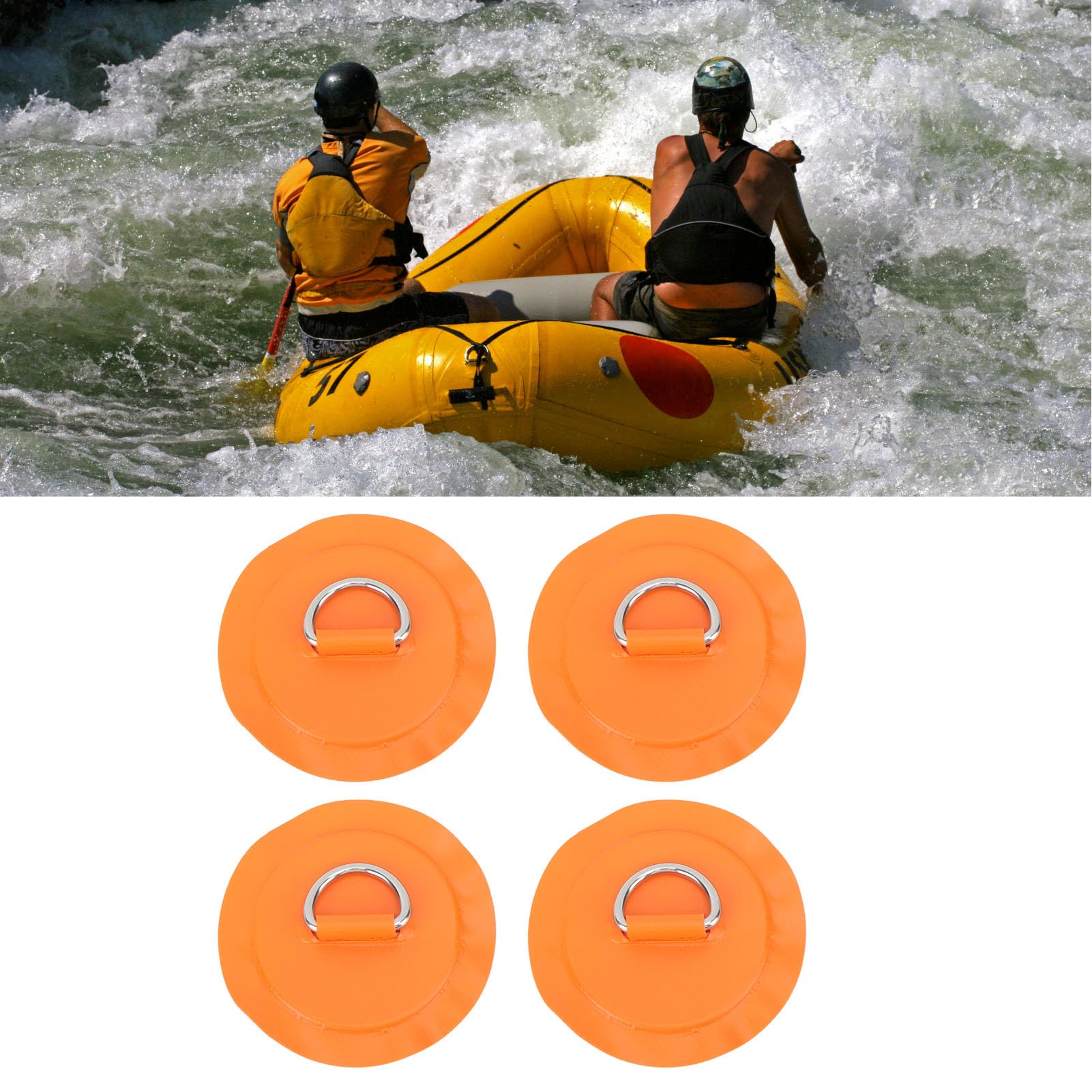 ZAWELIYO 4pcs D Ring Patch,Inflatable Rubber Boat D Ring Pad Kayak D Ring Small Round Pad Watercraft Parts Accessories (Orange) - Image 3