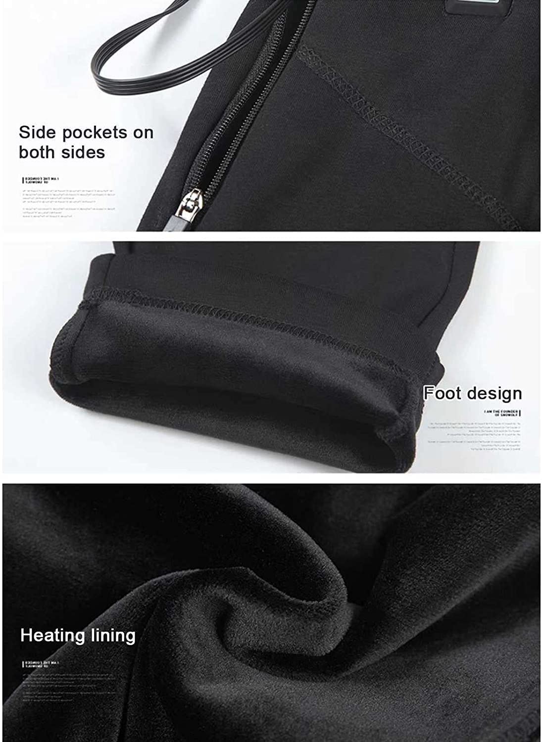Pantalon Chauffant Électrique USB Pour Homme Et Femme - 3 Niveaux Chaleur - Doux Velours - Noir
