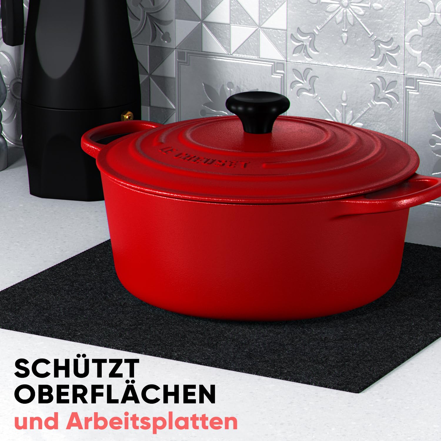 EVOCAMP Feuerfeste Unterlage 30x30 cm, 6 STK - Hitzebeständige Unterlage bis 982 °C - feuerfeste Matte, feuerfeste Unterlage für Kaffeemaschinen, Wasserkocher und andere Küchengeräte
