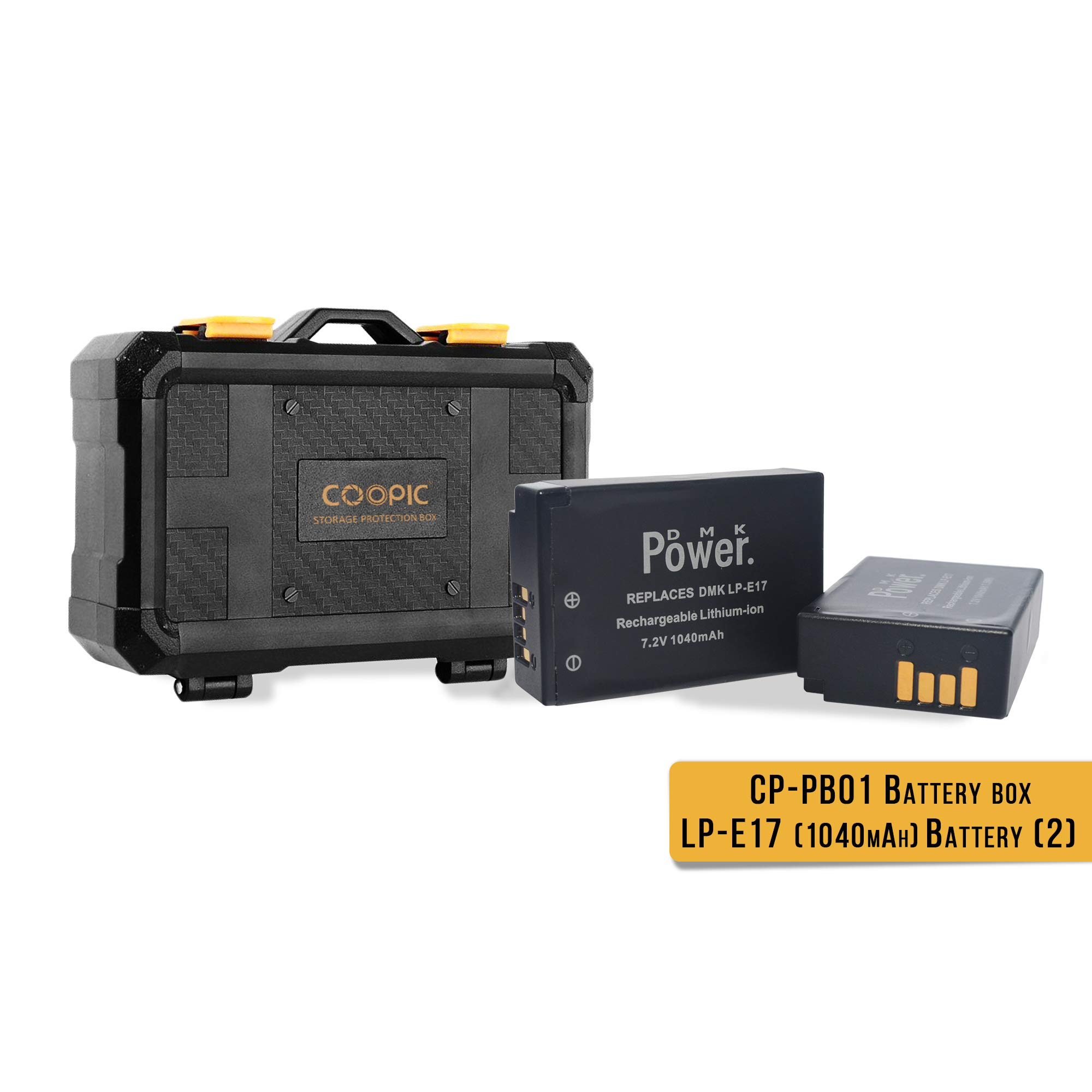 DMK Power 2 Pack LP-E17 Battery 1040mAh and 1 X Battery Storage Protection Box Compatible with Canon LPE17 EOS M3 M5 M6 Rebel SL2 T6i Etc Cameras