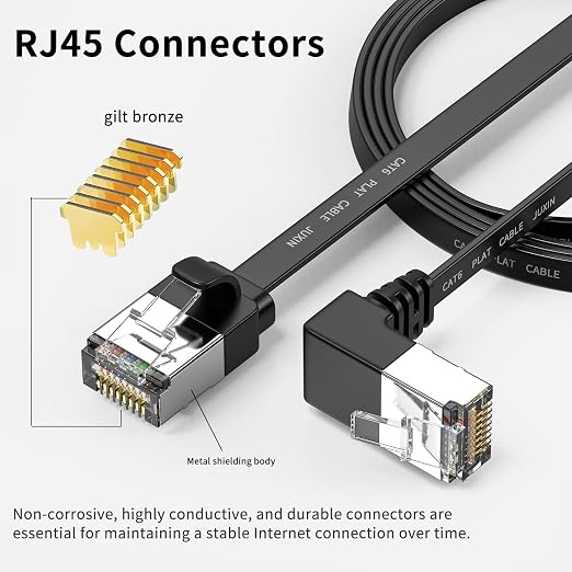 Cable Ethernet Cat6 Plano 20 pies Conector RJ45 ángulo 90° miniatura 2