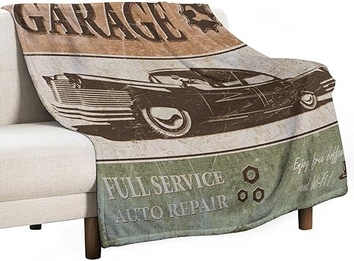 Miniatura 75 de Manta clásica retro para automóvil, diseño clásico de automóvil clásico americano, diseño de motocicleta, manta de franela súper suave para cama y
