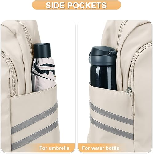 Miniatura 6 de Coofay Bolsa de gimnasio para mujer - Mochila deportiva de viaje impermeable con compartimento para zapatos, Beige, Mochilas de viaje