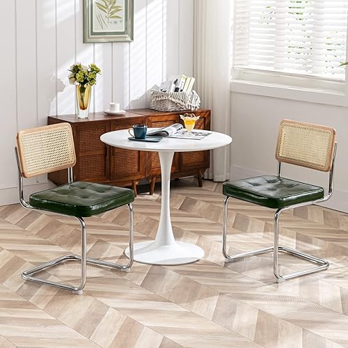 Miniatura 7 de Zesthouse Juego de 4 sillas de comedor de ratán natural, sillas modernas de comedor con respaldo de madera maciza para cocina y sala de estar
