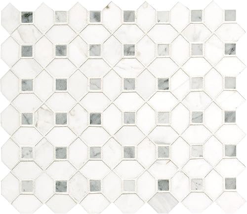 Miniatura 5 de MSI Medici patrón de mármol montado en malla mosaico pared baño, piso, cocina contra salpicaduras y azulejos de encimera