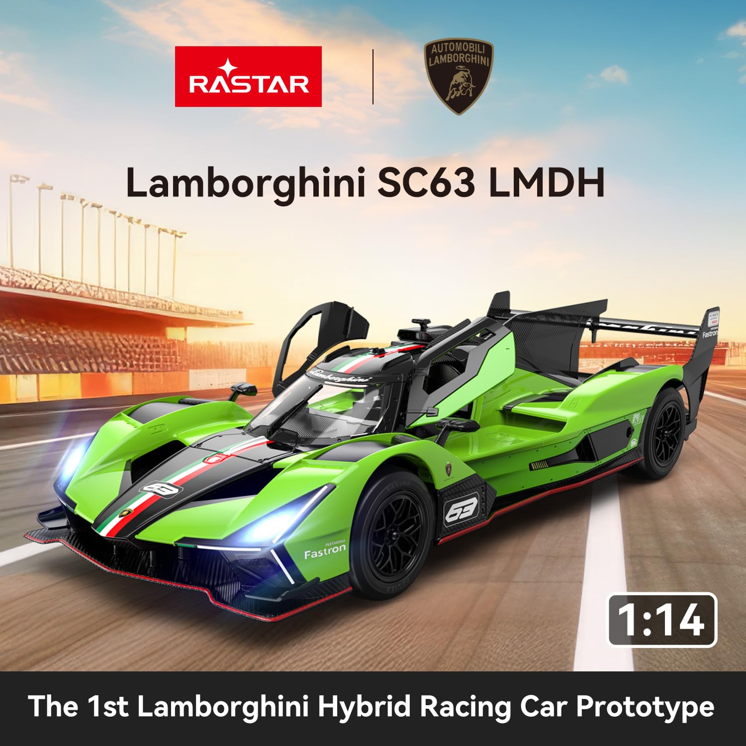 R/C Pilot zdalnego sterowania Lamborghini SC63 LMDH Skala 1/14 Zielony