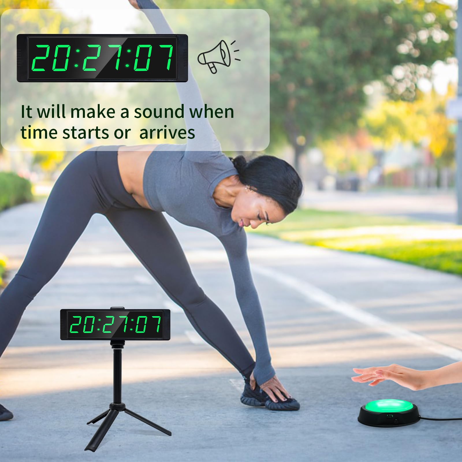 YZ Temporizador Digital con Botón Cronómetro, LED 12/24H Reloj Digital Pared Grande, cronómetro de Cuenta Regresiva/up, Temporizador de Gimnasio portátil, Reloj cronometro Digital Deportivos