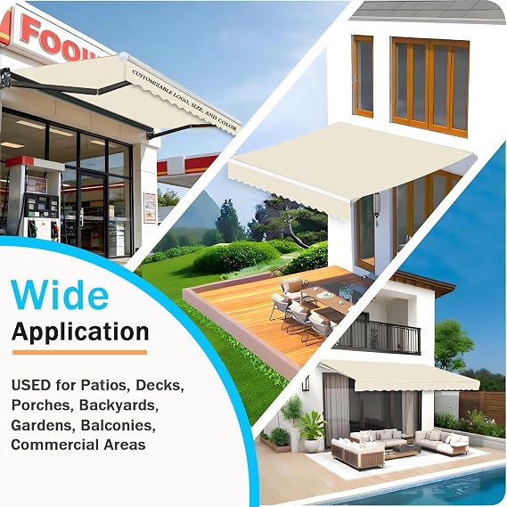 3.5m Replacement Canopy Fabric Manual Retractable Gazebo Cover Waterproof Patio Awning Outdoor Sunshade Canvas for Garden & Terrace (Size: 5x2.5m Color: Beige)
