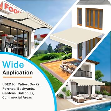 3.5m Replacement Canopy Fabric Manual Retractable Gazebo Cover Waterproof Patio Awning Outdoor Sunshade Canvas for Garden & Terrace (Size: 5x2.5m Color: Beige)