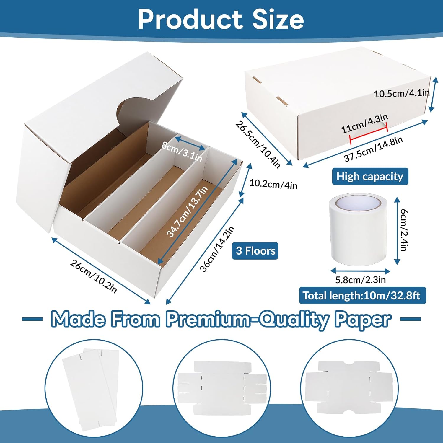 6 Pack Trading Card Storage Box, 2340 Count White Sports Card Organizer for Storing, Protecting and Organizing Soccer, Basketball Game Cards