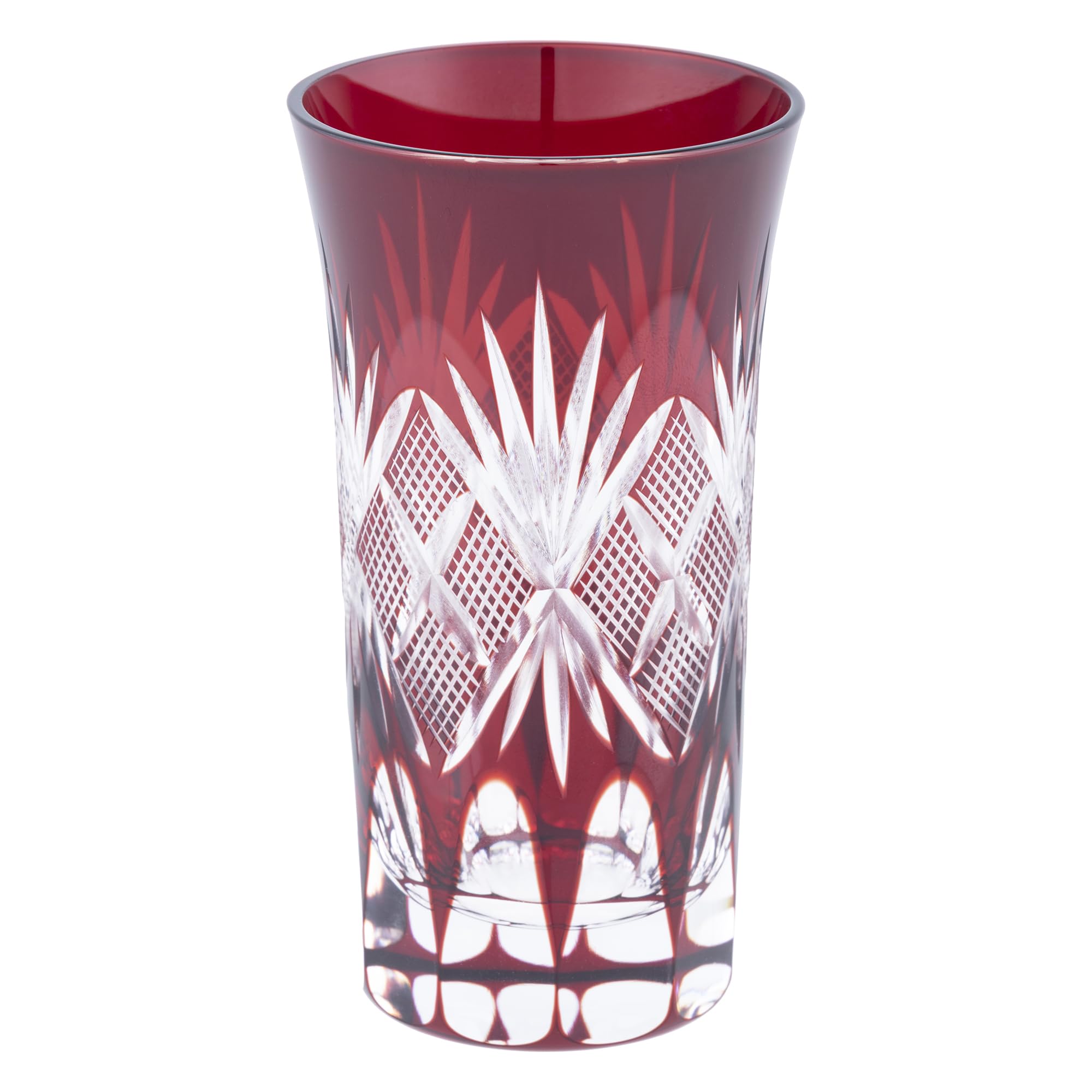 Tajima Glass Edo Kiriko TG98-01-1R Beer Glass, Diameter Approx. 2.2 x Height 3.9 inches (5.5 x 10 cm), Capacity Approx. 4.2 fl oz (120 ml), Fish Crest, Copper Red, Gift, Present, Celebration, Made in 