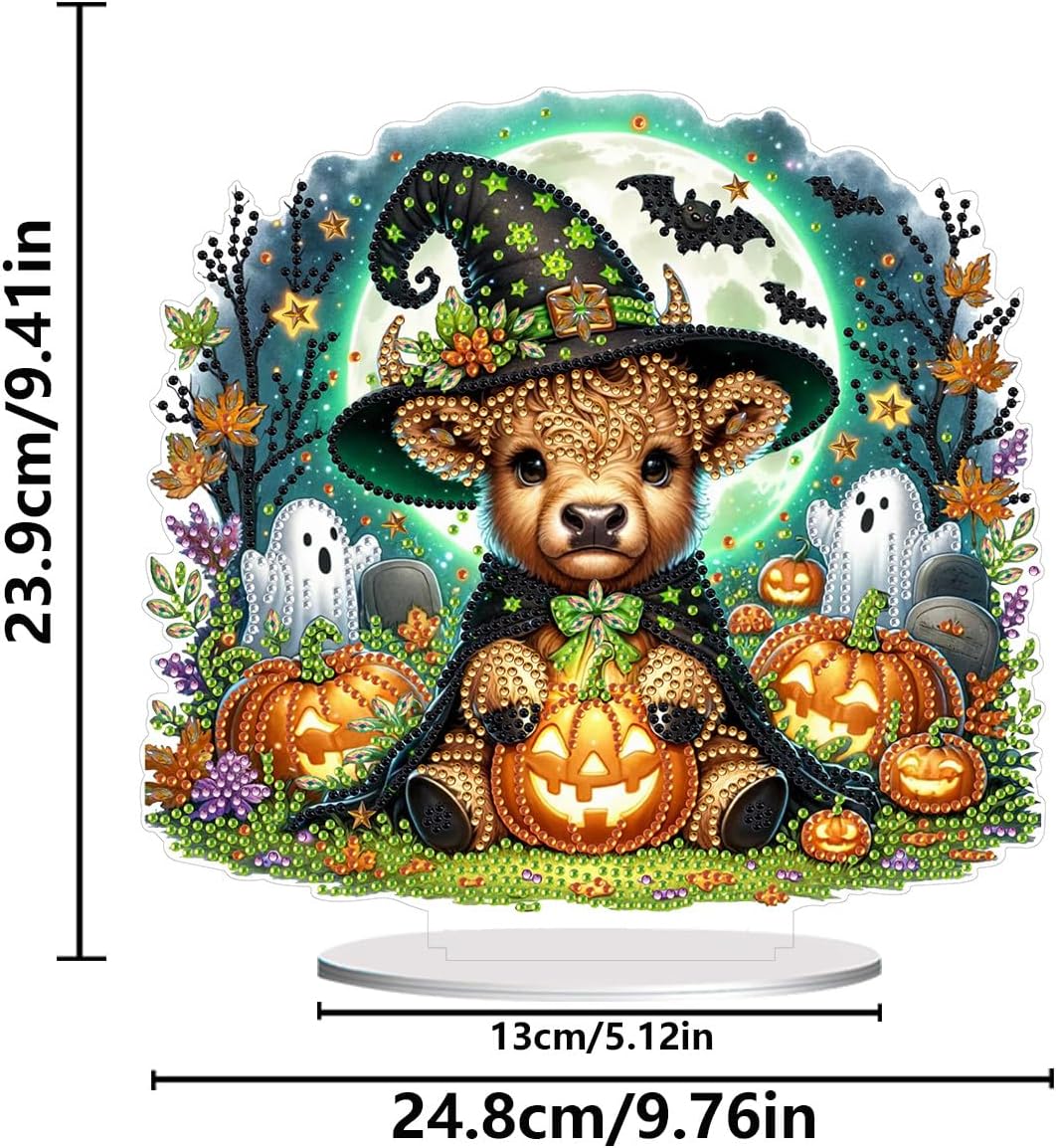 DoxQcs DIY Dot Diamond Ornaments for Adults, Halloween Diamond Art Painting Home Decoration Desktop Ornaments for Home Office Decor (Double-Sided Pattern Single-Sided Diamond)-#34-4PC