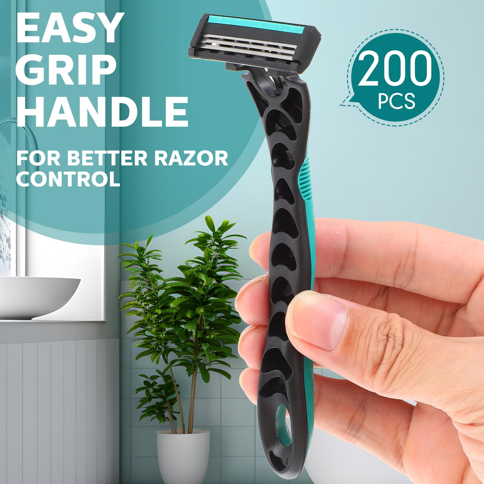 200 rasoi usa e getta da uomo Bulk 3 lame usa e getta per uomo Set di rasoi usa e getta per la testa rasoio per pelli sensibili per una rasatura confortevole
