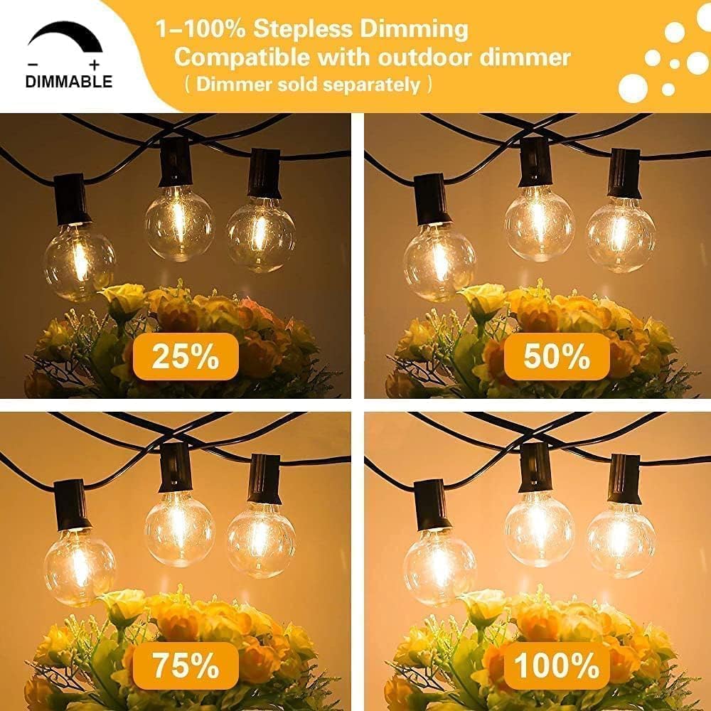 SUNTHIN Outdoor String Lights 27FT with WiFi Smart Dimmer Switches, Compatible with Alexa and Google Assistant for LED Strings Lights