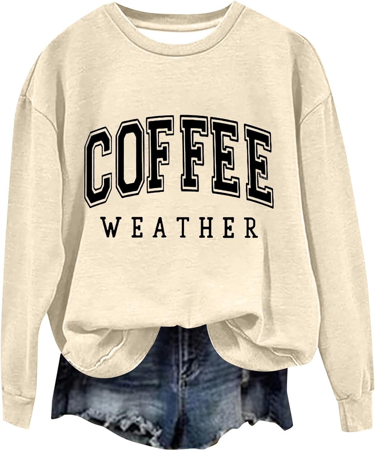 Heevina Coffee Weather Sweatshirt For Women Crewneck Tops Pullover