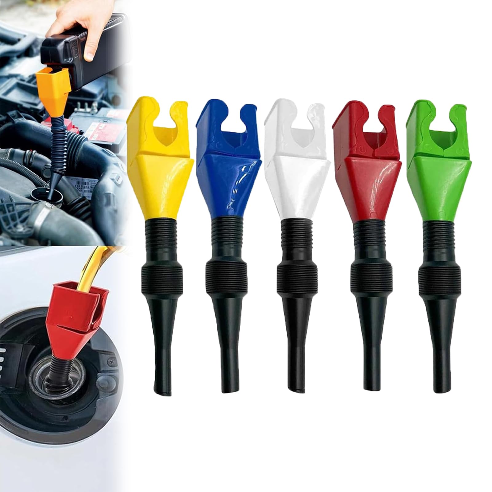 Flexible Wide-Mouth Funnel with Built-in Filter, Snap Fit Funnel, Retractable Auto Fuel Funnel, Universal Household Folding Buckle Funnel, Portable