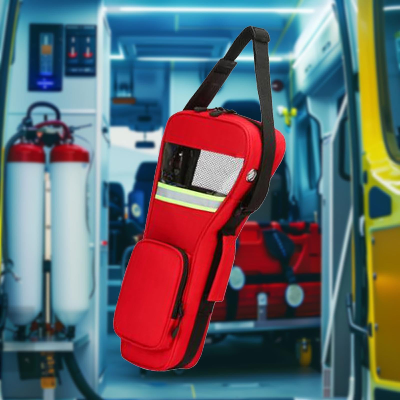 Bolso de Hombro con Compartimento, Soporte Profesional para Cilindro Protector Y Estuche de Transporte para Uso Diario en El Hogar Y para Emergencias, Rojo 47x19x10cm