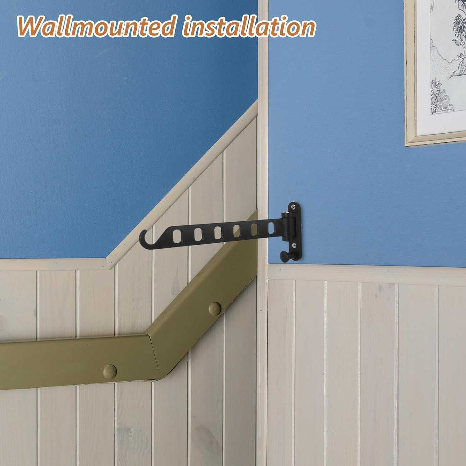 NUOBESTY Foldable Wall Mount Clothes Drying Rack for Laundry with Adjustable Length and Space-Saving Aluminium Alloy Design, for Kitchens and Small Spaces Organization