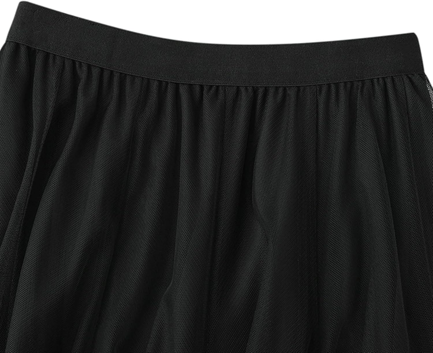 Lu's Chic Women's Tulle Skirt High Low Asymmetrical Elastic Waist A-line Tea-Length Waisted