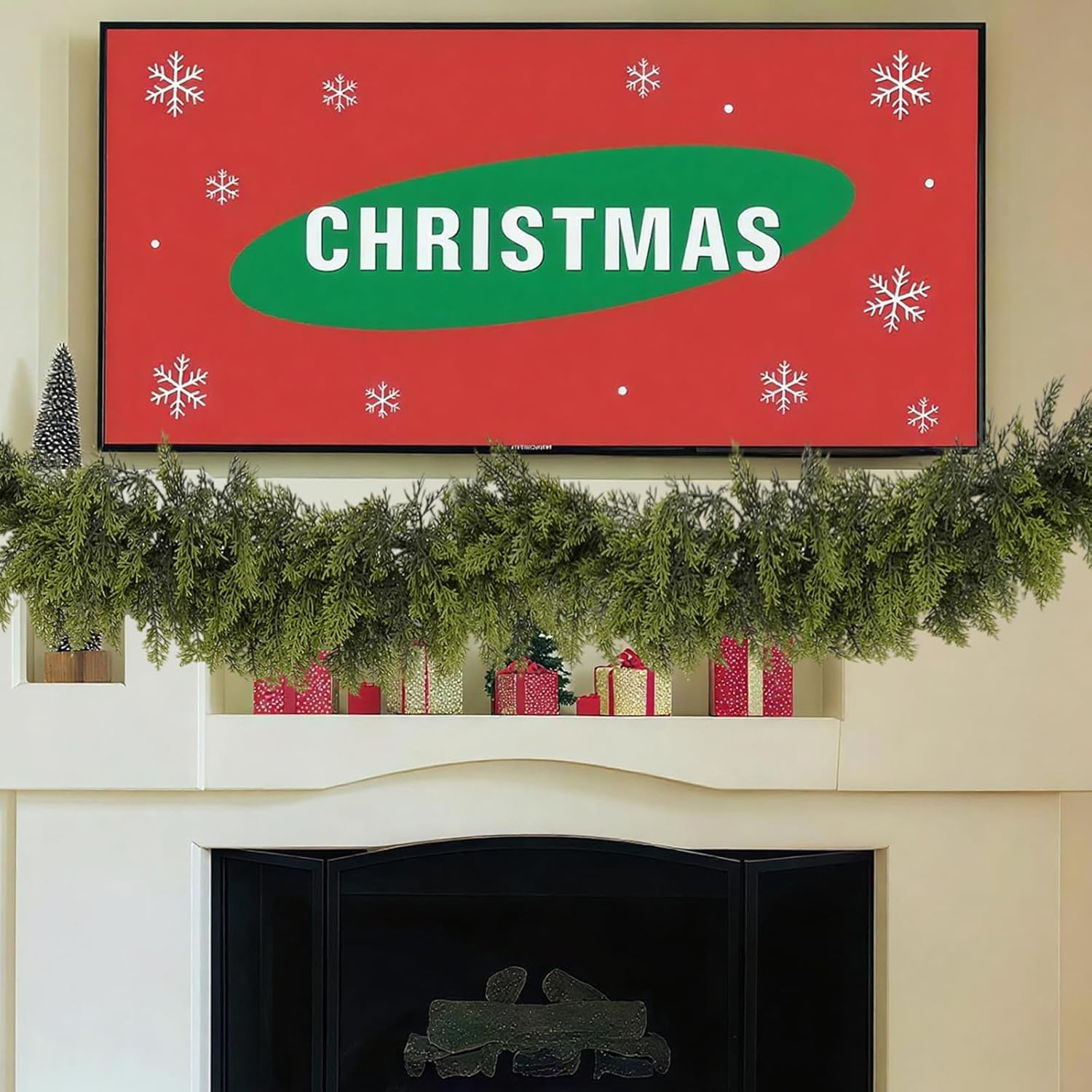 1 Pack 6Ft Christmas Garland, Real Touch Cedar Garland, Artificial Cypress Garlands for Mantle Fireplace Table Door Wall Upstairs Indoor Outdoor Xmas Holiday Decorations - Image 5