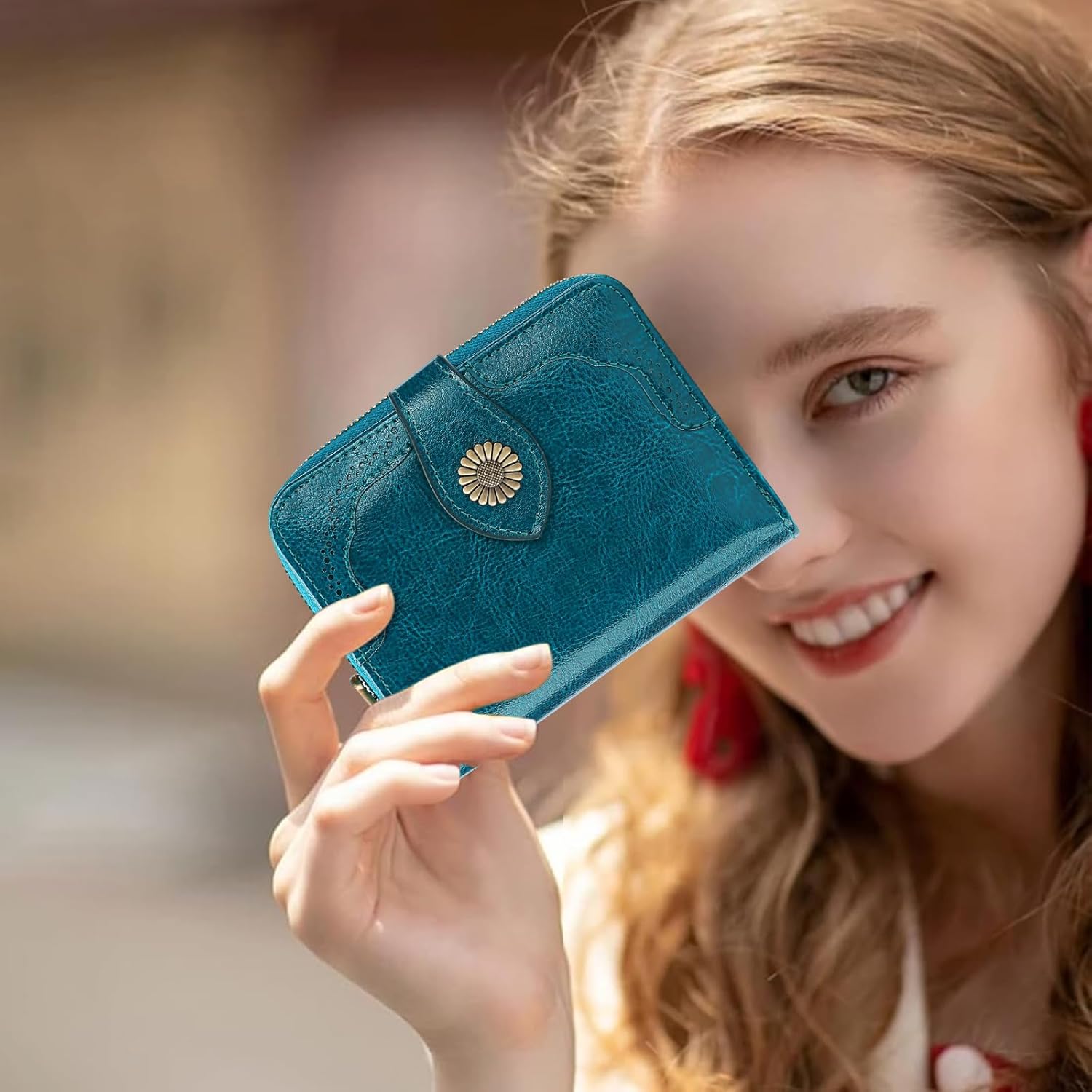 SENDEFN Small Womens Wallet Leather RFID Blocking with Multiple Card Slots and Zipper Coin Pocket - Image 4