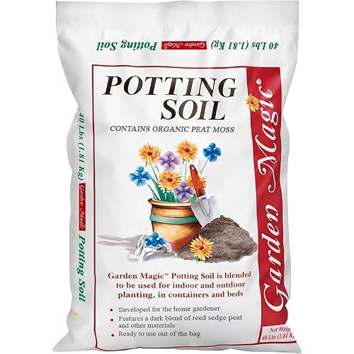 Michigan Peat 40 Pound Bag of Garden Magic General Purpose Moisture Retaining Potting Soil Mix for Indoor and Outdoor Planting