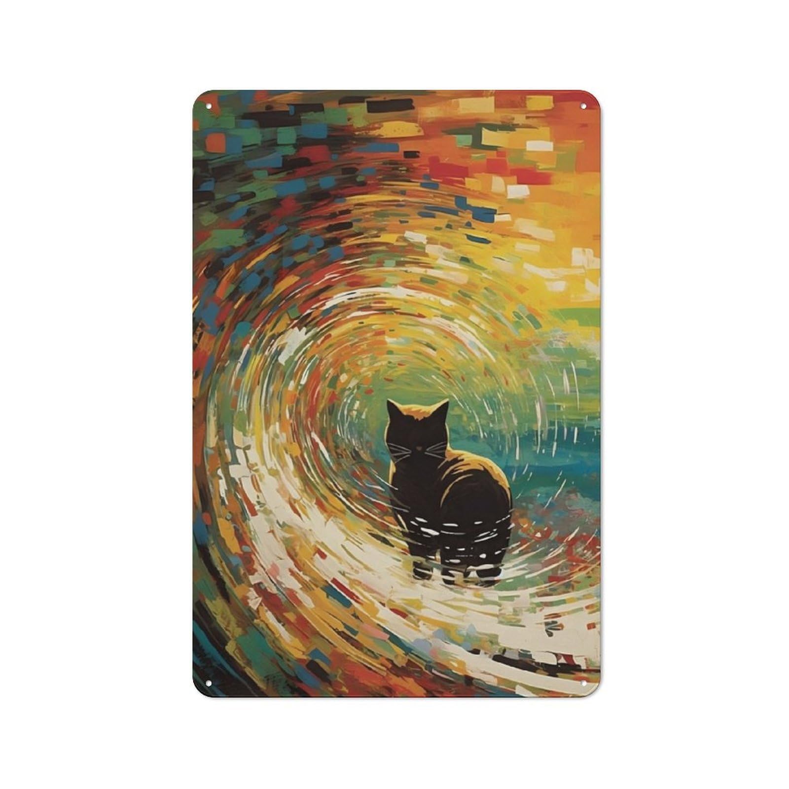 Junmoney Cat Wave Metal Plaque 30X20cm With For Garage Wall, Vintage Decor, For Vintage Wall Decor Fans, For Metal Sign Collectors