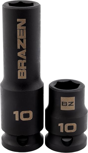 BRAZEN 10mm Impact Socket Two Pack 3/8" Drive, Multi Type