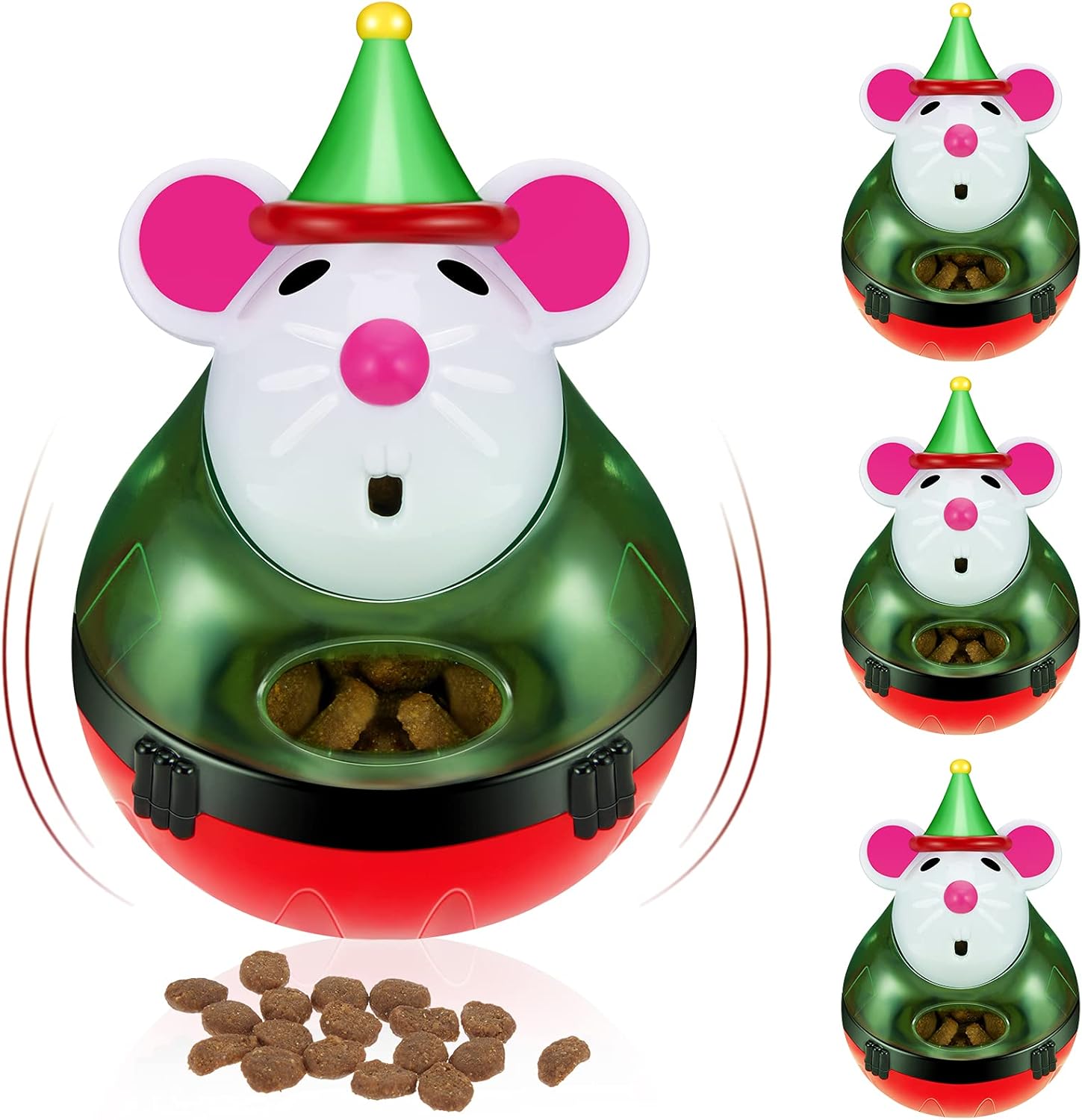 Vinsot 4 Pieces Cat Treat Dispenser Toy Christmas Pet Feeder Tumbler Ball Slow Cat