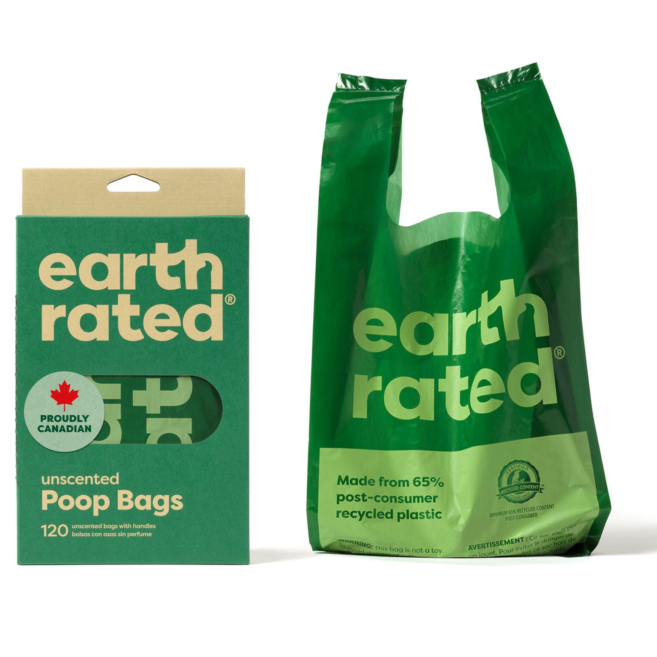 Dog Poo Bags with Handles, Easy Tie and Guaranteed Leakproof, Unscented, 120 Handle Bags