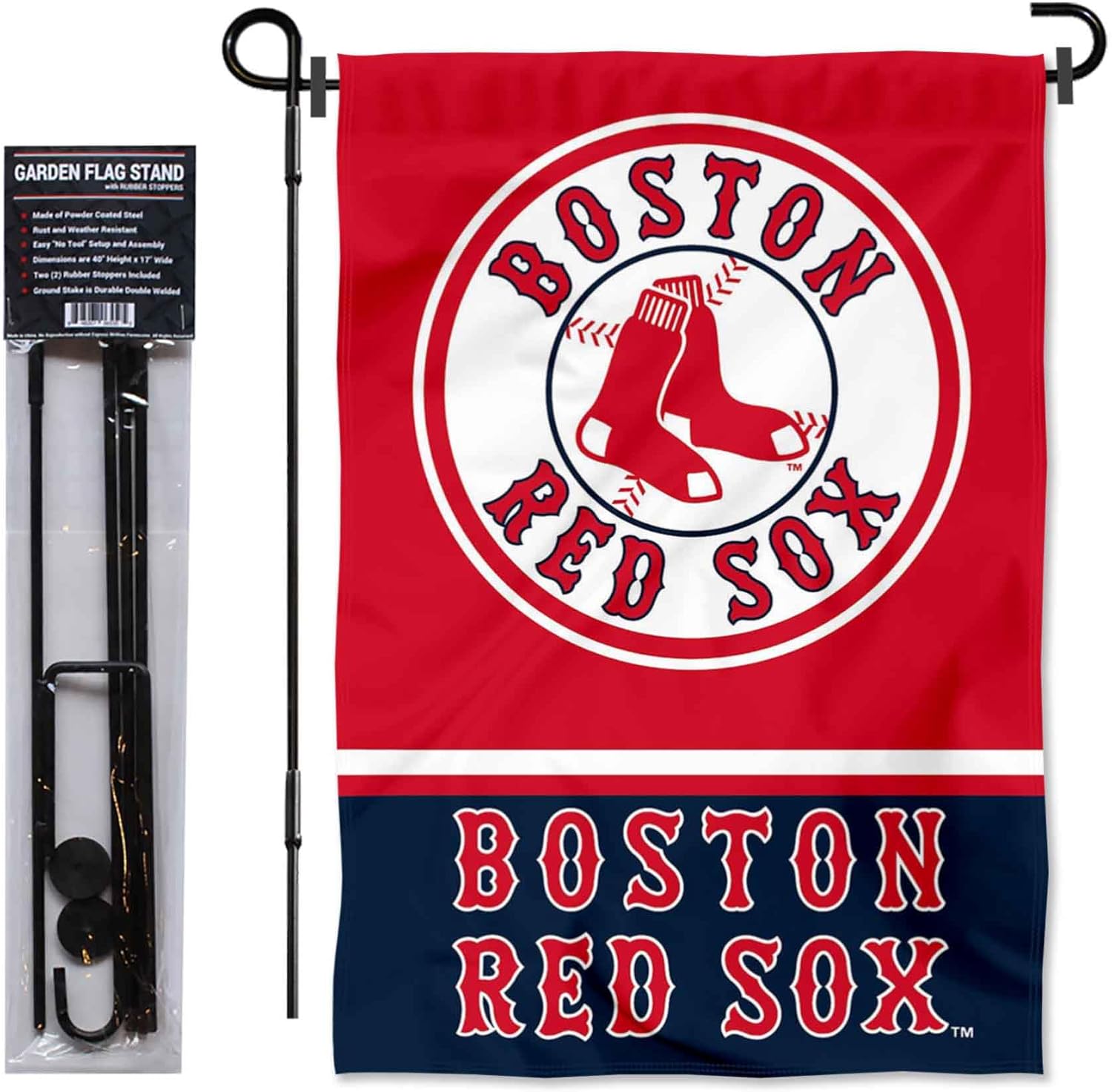 Boston Red Sox Garden Flag with Stand Holder