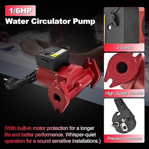 Miniatura 5 de UPS26-99SFC 230V 1/6Hp Bomba Circuladora Compatible con Bomba Recirculadora de 3 Velocidades Grundfos para Calefacción Radiante, Calefacción