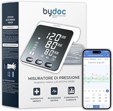 Clinically Validated Arm Blood Pressure Monitor Easy to Use with App for Data Saving and Blood Pressure and Heart Rate Monitoring BYDOC