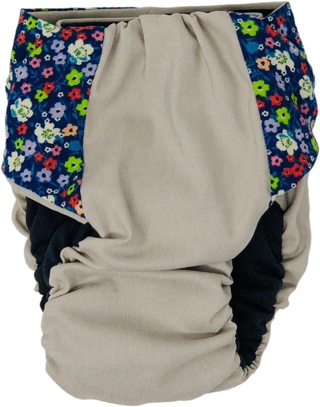 Flower Garden on Frosty Cream Dog Diaper, M, with Tail Hole - Made in USA