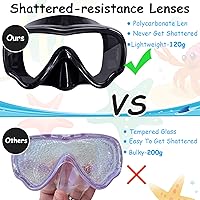 Vista 7 de Vvinca Kids-Goggles with Nose Cover, Diving Mask Elastic Fabric Strap Anti Fog Anti Shattered Lens for Kids Swim Goggles 3-14
