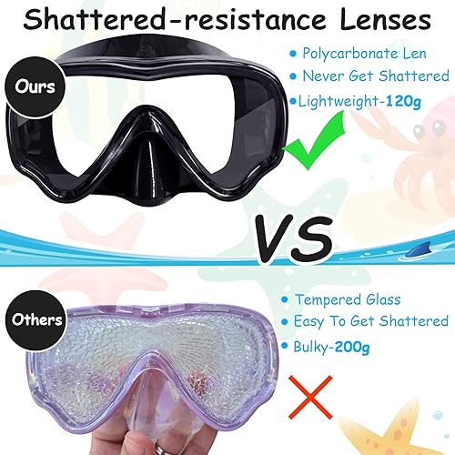 Miniatura 7 de Vvinca Kids-Goggles with Nose Cover, Diving Mask Elastic Fabric Strap Anti Fog Anti Shattered Lens for Kids Swim Goggles 3-14