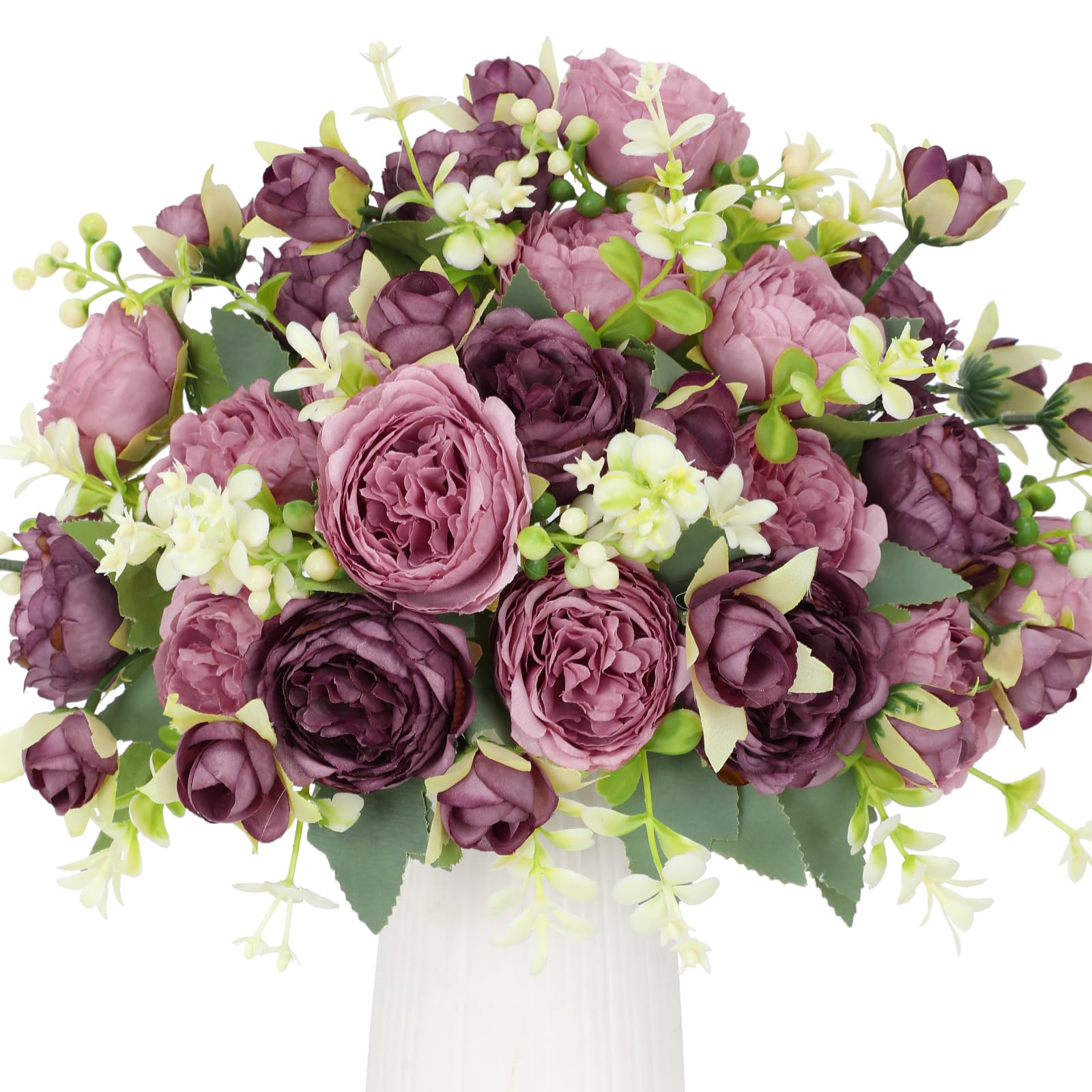 Floweroyal 2 Bunches Peony Artificial Flowers Brown Flowers Silk Peonies Bouquets for Wedding Party Table Centerpieces Floral Arrangement Home Kitchen Decor — image 1